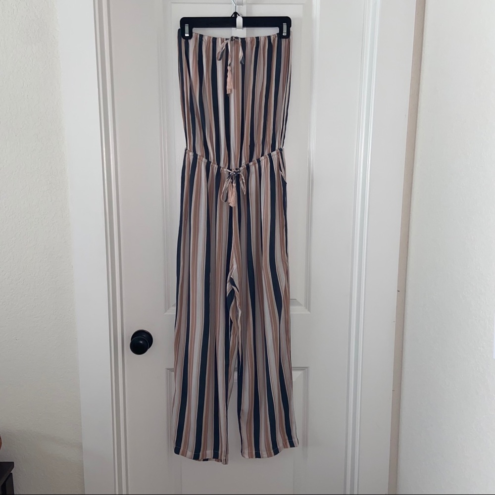 The Impeccable Pig Strapless Striped Jumpsuit